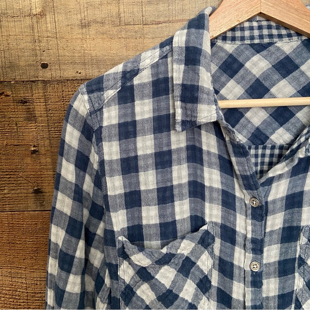 Seven7 Jeans Cotton Plaid Button Down 3/4 Length Sleeves - Picture 5 of 9